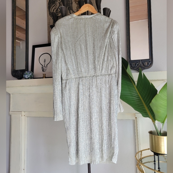 NWOT Nicole Miller Lurex Mettallic Faux Wrap Dress - Picture 4 of 15